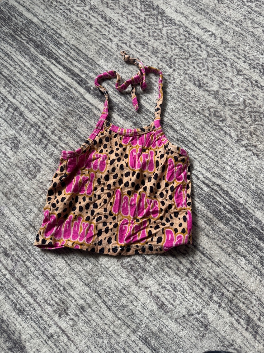 Kids Pink Leopard-Print Tie-Strap Tank Top